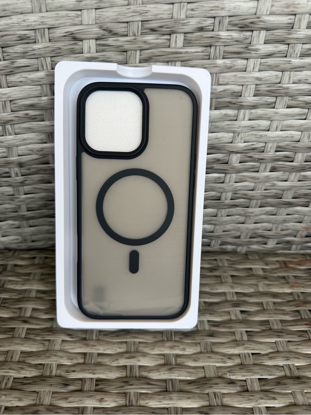 Neutral Beige MagSafe-Compatible Phone Case with Black Trim
